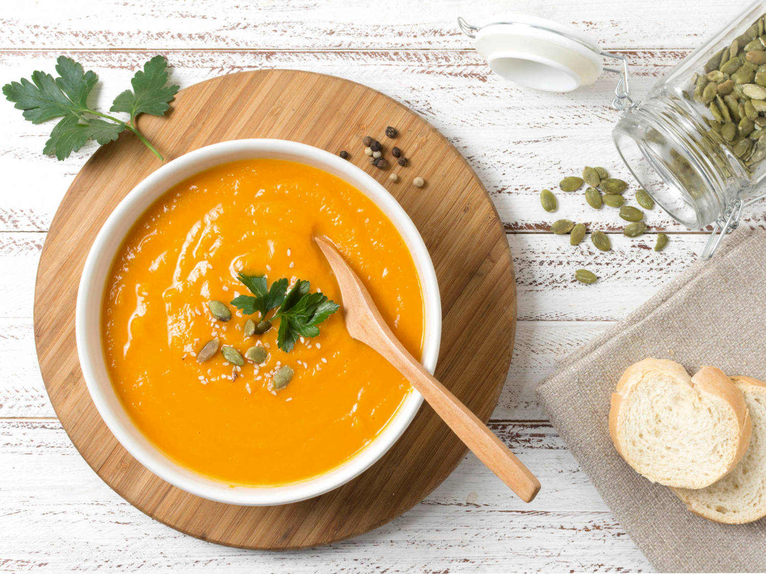 Pumpkin soup with coconut oil