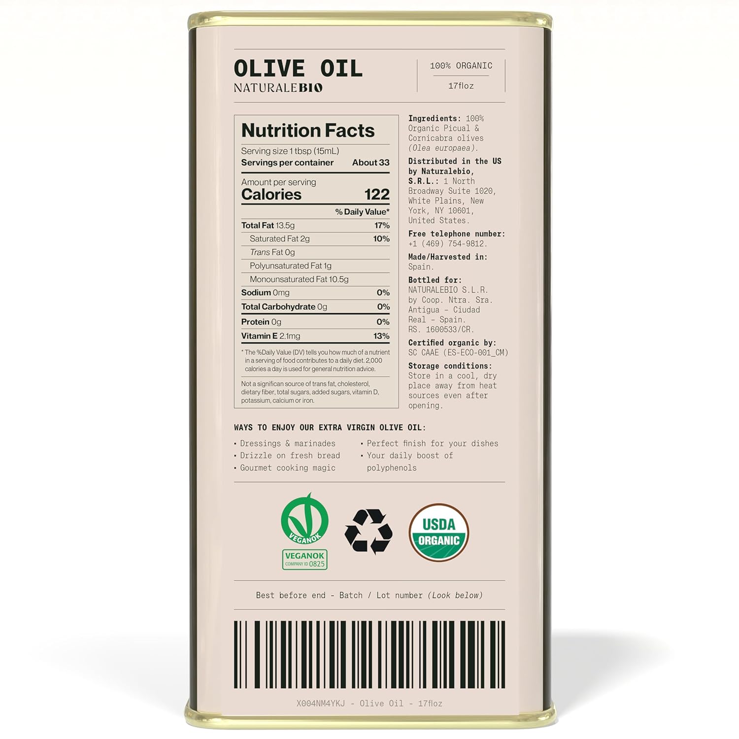 Organic Extra Virgin Olive Oil